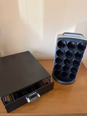 Keurig K Cup Pod Storage Drawer 25 + Carousel 30 Coffee Organizer Holder Black